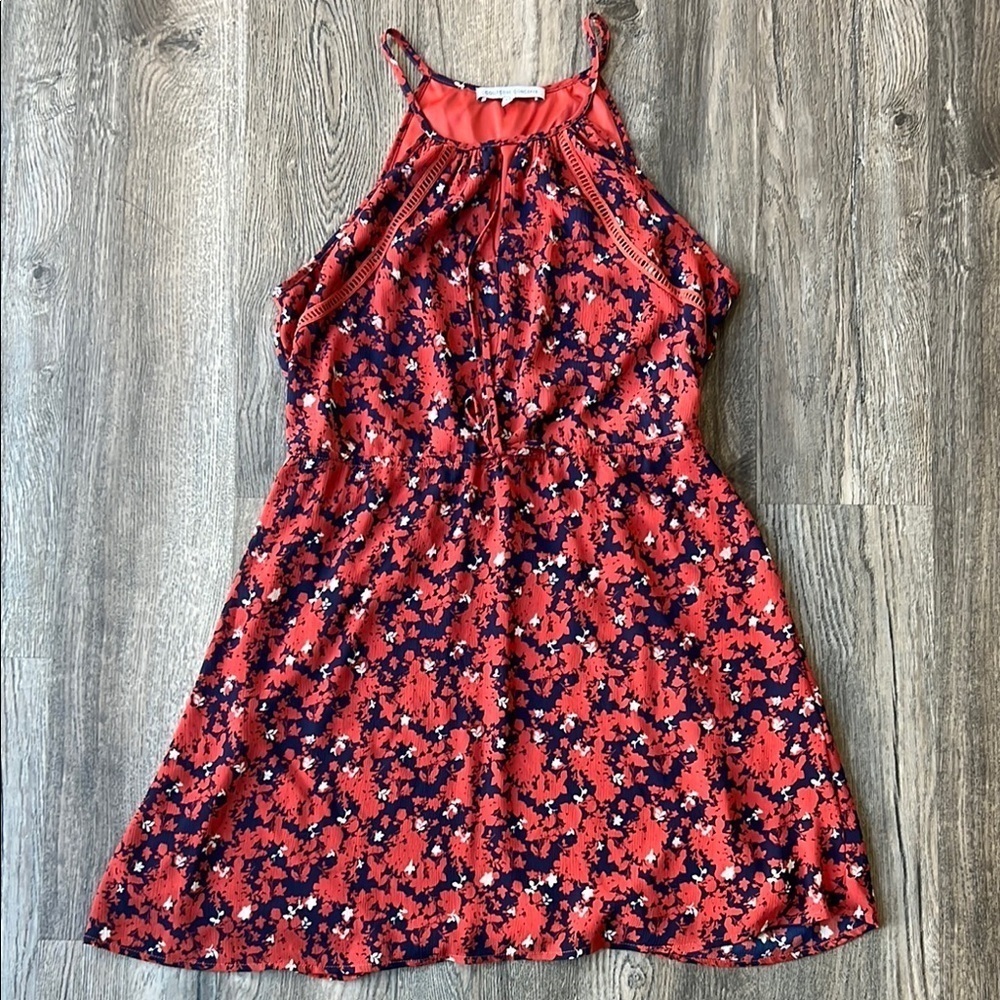 Collective Concepts Dress Red Printed Floral Midi Dress Size Large Petite